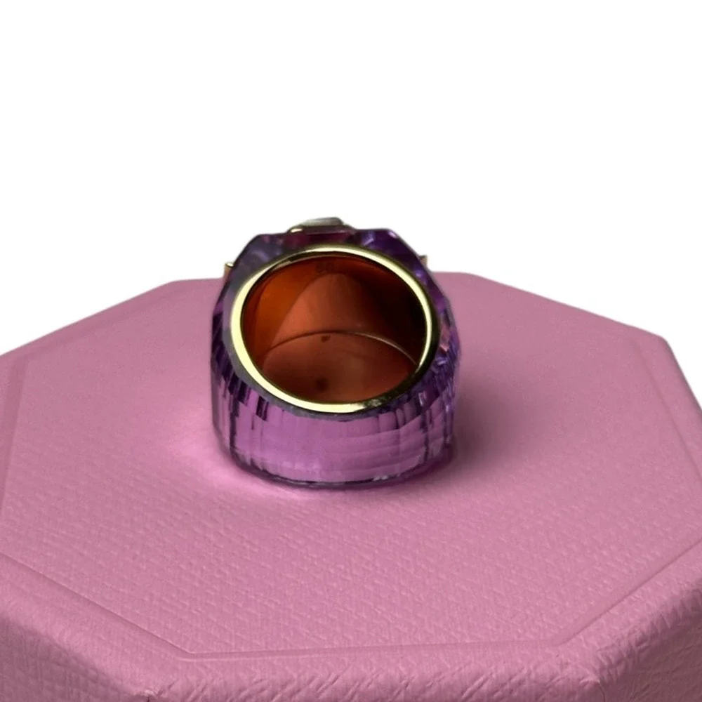 Swarovski Chroma cocktail ring Purple, Gold-tone plated Eur 52 / 6 USA